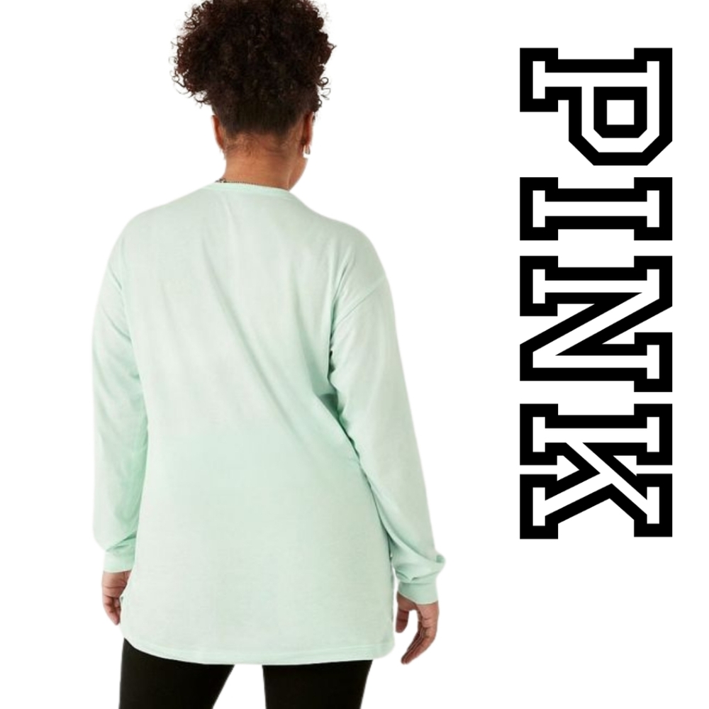 Victoria's Secret Pink- Long Sleeve T-Shirt - Mint Green- Size Medium - Picture 3 of 4